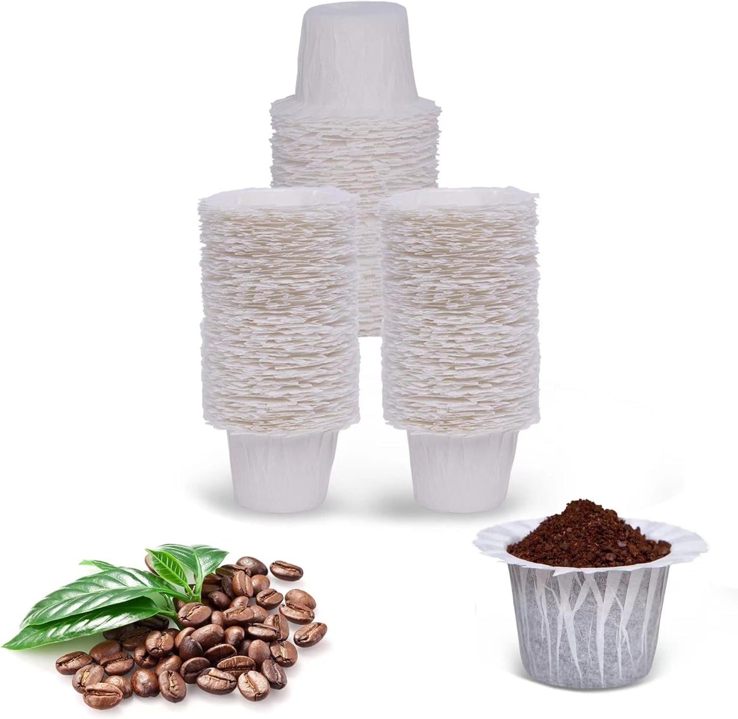 600 Count Coffee Paper Filters Compatible with Keurig Single Serve 1.0 and 2.0, Fits All Brands Reusable K Cup Filters