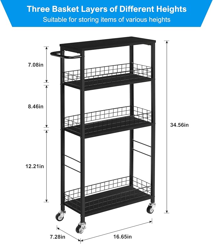 YBING Slim Storage Cart Kitchen Rolling Utility Cart on Wheels 4 Tier Mobile - Image 8