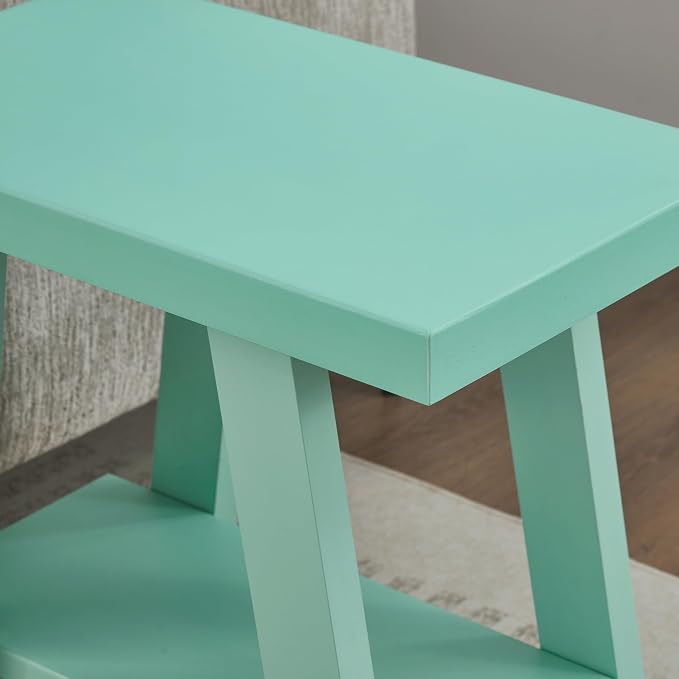 Teal End Table with Bottom Storage Shelf, 23.5 Inch Wide Contemporary Side - Image 5
