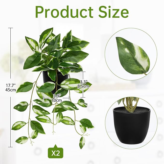 Briful Small Fake Plants Indoor Realistic Faux Trailing Plant Artificial Potted - Image 2