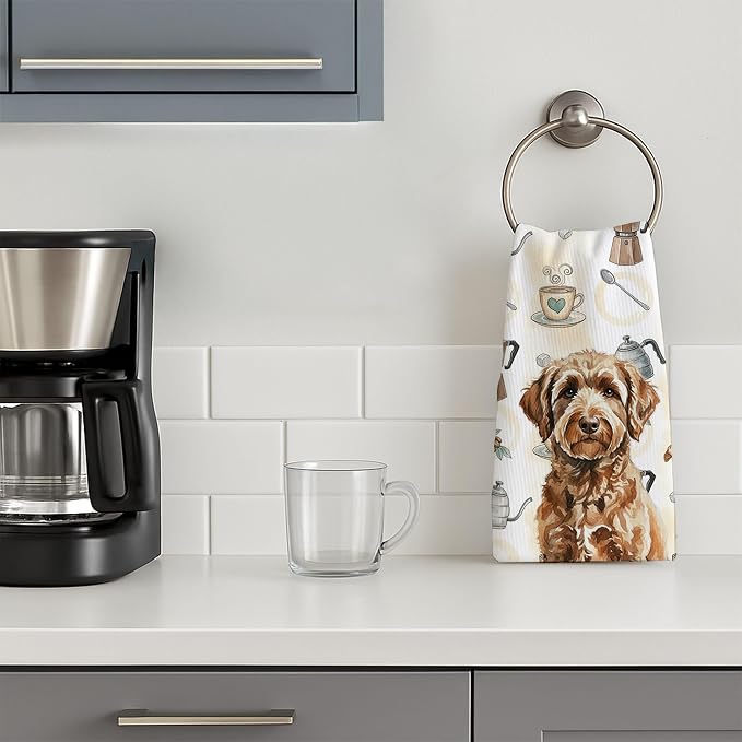 Caroline's Treasures Chocolate Labradoodle Coffee Bar Kitchen Towel Velour - Image 3