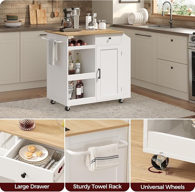 MAHANCRIS Kitchen Island with Power Outlet, Kitchen Storage Island with Drawer - Image 7