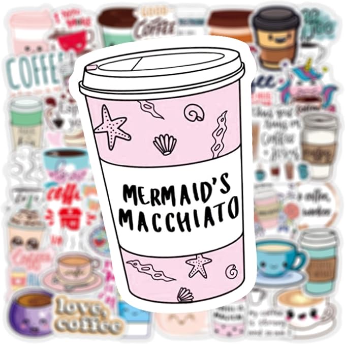 Cute Coffee Cup Stickers, Funny Coffee Accessorise Decals - Image 9