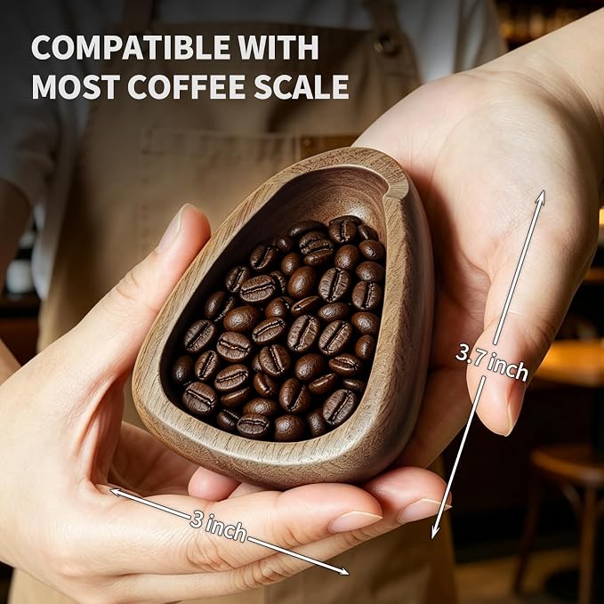 Coffee Bean Dosing Cup With Spray Bottle, Max 30G Walnut Wood Coffee Dosing Cup - Image 6