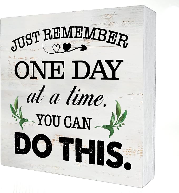Just Remember One Day at a Time Wood Box Sign Home Decor Rustic Inspirational by HDKY