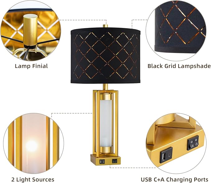 Set of 2 Modern Table Lamps for Living Room Bedroom - Image 5