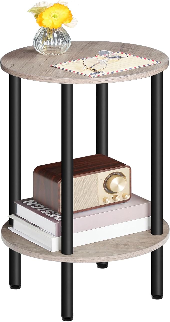 CHOEZON Round Side Table, 2-Tier End Table, Small Round Nightstand - Image 9