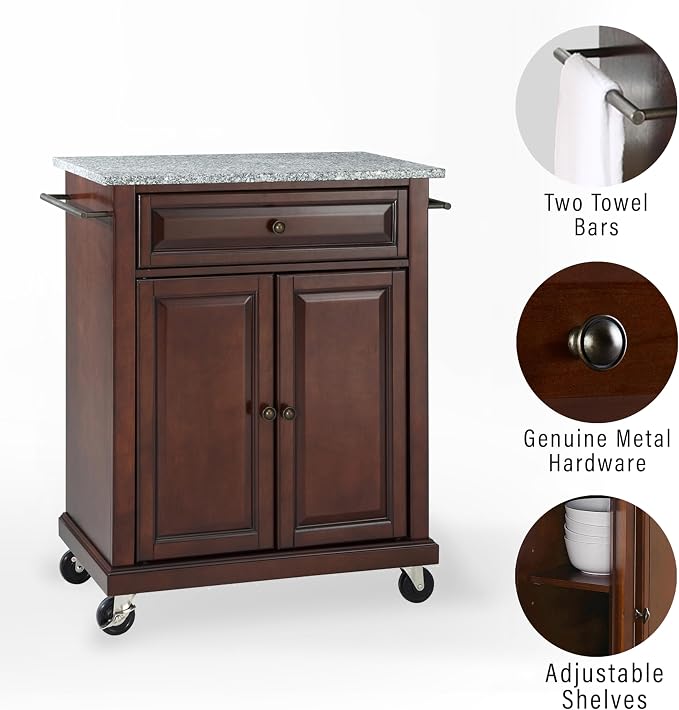 Crosley Furniture Compact Granite Top Small Rolling Cart - Image 2
