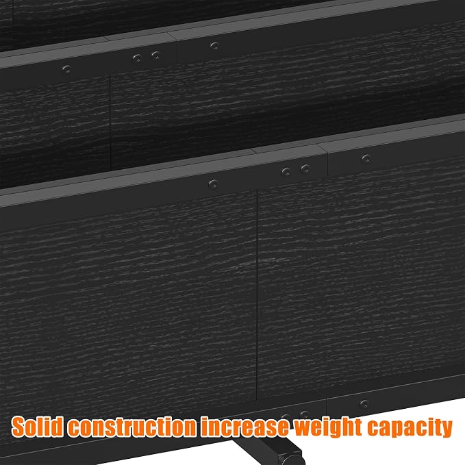 3-Tier Industrial Bookshelf, Wide Wood Horizontal Bookcase, Open Large Book - Image 8