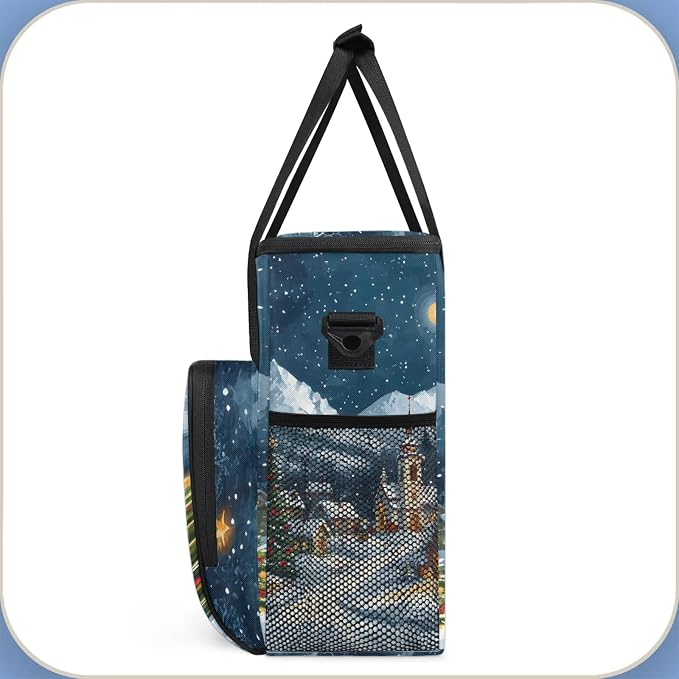 Christmas Winter Landscape Coffee Maker Carring Bag, Large Insulated Storage - Image 4