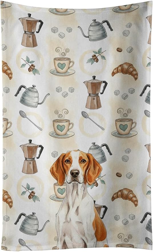 Caroline's Treasures Orange and White Pointer Coffee Bar Kitchen Towel Velour by CarolinesTreasures