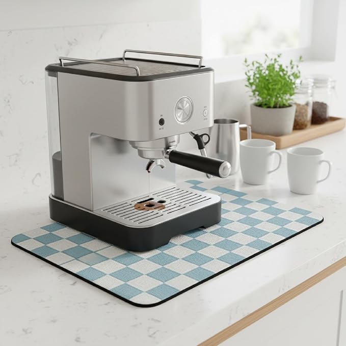 1-Piece Checkered Dish Drying Mat, Absorbent ​Kitchen Counter​ Protector - Image 3