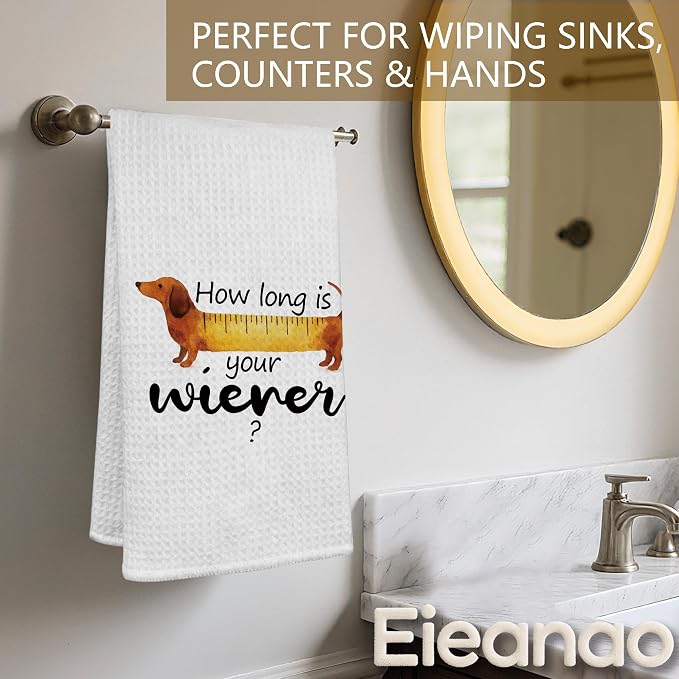Wiener Dog Hand Towel, Dark Humor Bathroom Decor - Image 3