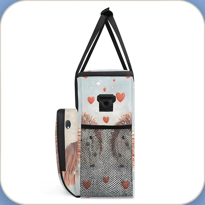 Cute Cartoon Hedgehog Coffee Maker Carring Bag, Large Insulated Storage - Image 4