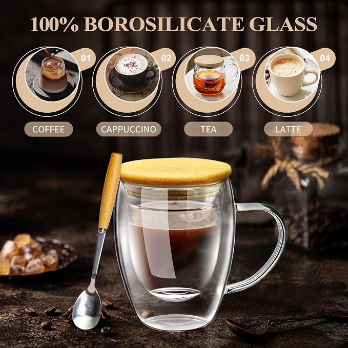 PARACITY Glass Coffee Mugs Set of 2 - Image 5