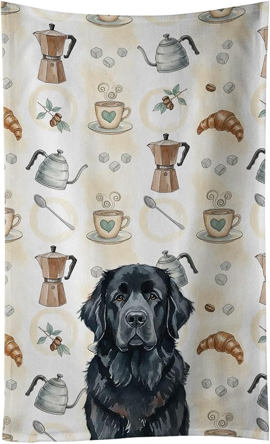 Caroline's Treasures Black Newfoundland Coffee Bar Kitchen Towel Velour Plush by CarolinesTreasures
