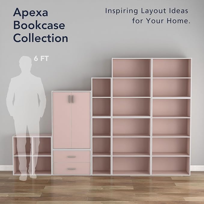 Homes: Inside + Out Apexa 3-Tier Cube Storage Organizer Shelves, Stackable Wood - Image 9