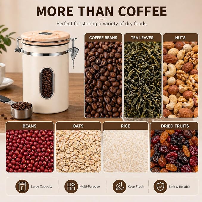 22oz Coffee Canister Airtight Stainless Steel Coffee Bean Storage Container - Image 6