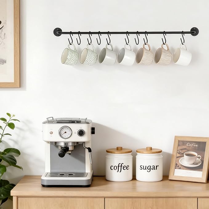 Mkono Mug Holder Wall Mounted Coffee Cup Rack Hanger Modern Metal Wall Rack - Image 3