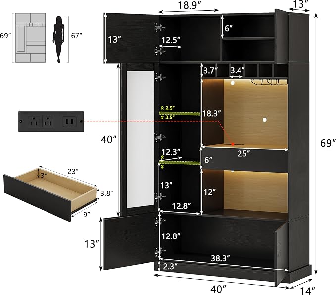 iPormis 69" Tall Kitchen Pantry Storage Cabinet - Image 2