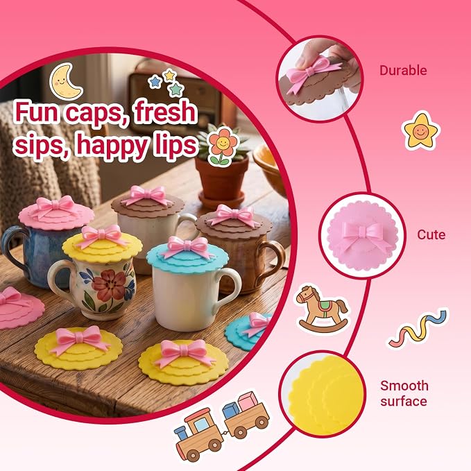 8 Pcs Silicone Cup Covers, Colorful Anti-Dust Coffee Cup Lid Covers - Image 3