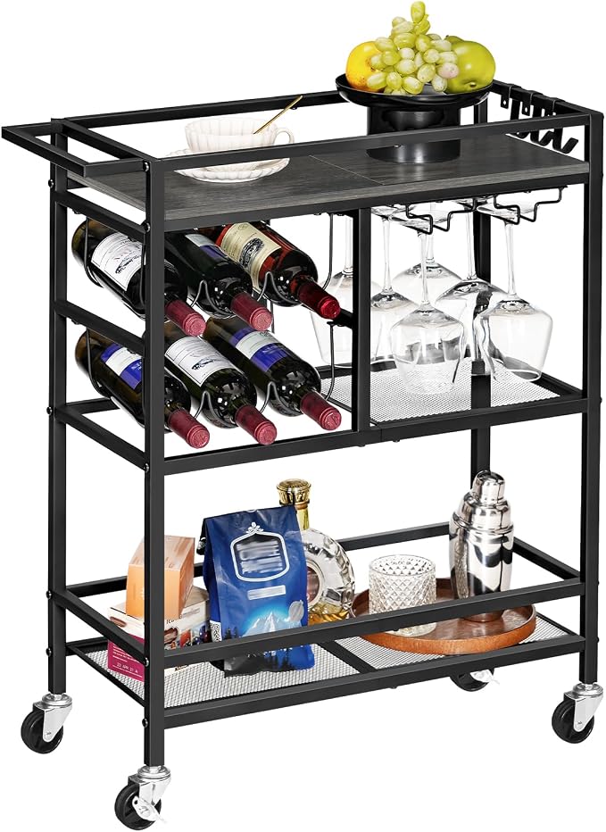 MAHANCRIS Bar Cart for Home, 3-Tier Serving Cart - Image 7