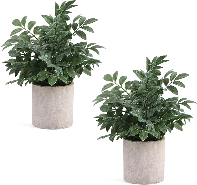 Coferset 2 Pack Small Fake Plants Potted Artificial Herb Plants by Coferset