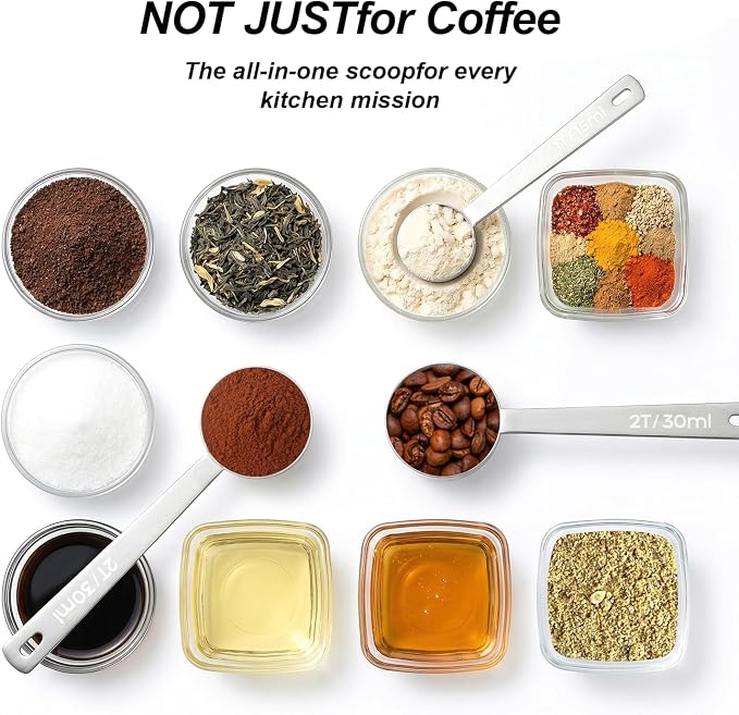 2PCS Coffee Scoop for Ground Coffee Stainless Steel Measuring Spoons Long - Image 5