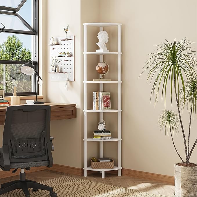 VIMBER Corner Shelf, 6-Tier Corner Bookshelf, Industrial Corner Ladder Shelf - Image 4