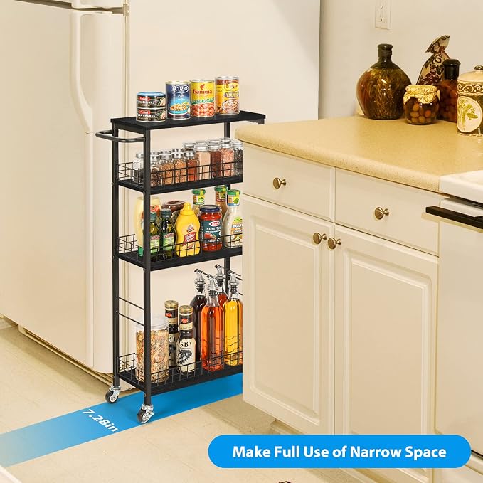 YBING Slim Storage Cart Kitchen Rolling Utility Cart on Wheels 4 Tier Mobile - Image 2