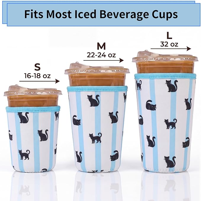 Dntorx Reusable 3-Pack Iced Coffee Cup Sleeve, Insulated Neoprene Drink Sleeve - Image 2