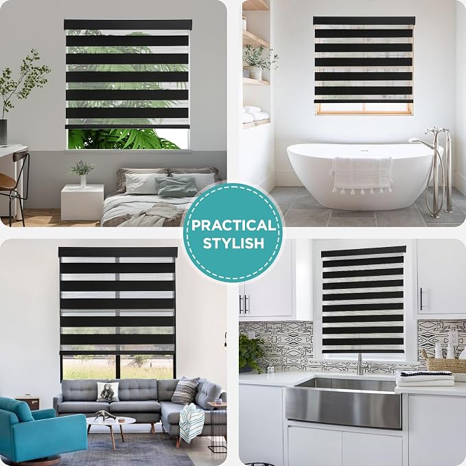 Joydeco Cordless Zebra Blinds for Windows, Dual Layer Light Control Window - Image 7