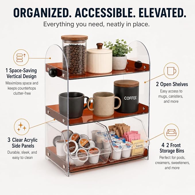 3-Tier Acrylic Coffee Station Organizer - Image 2