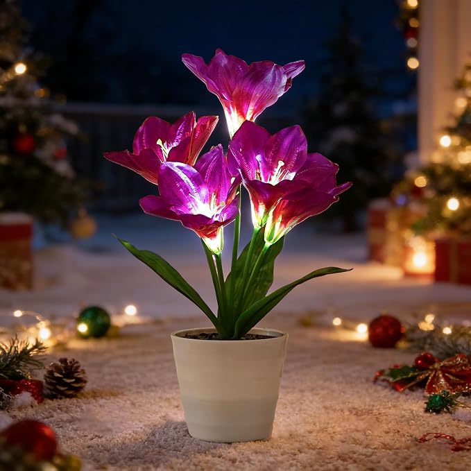 Artificial Purple Lily Flower Lamp - Image 8