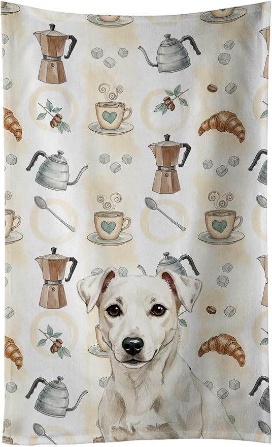 Caroline's Treasures White Jack Russell Terrier Coffee Bar Kitchen Towel Velour by CarolinesTreasures