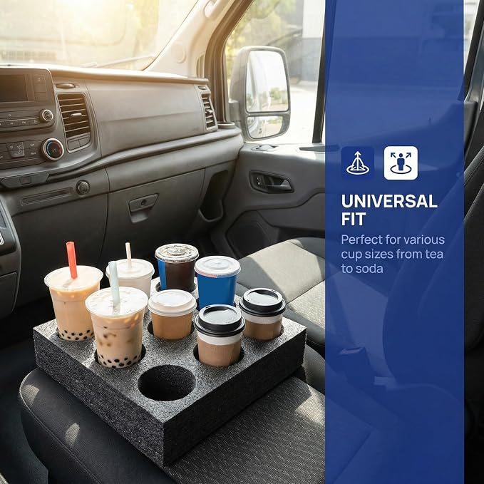 Toyvian 9-cup Multi-hole Drink Carrier Tray, Thickened Black Epe Foam Beverage - Image 3