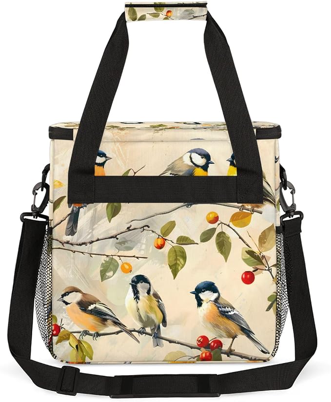 Vintage Bird Coffee Maker Carring Bag, Large Insulated Storage Organizer Case - Image 5