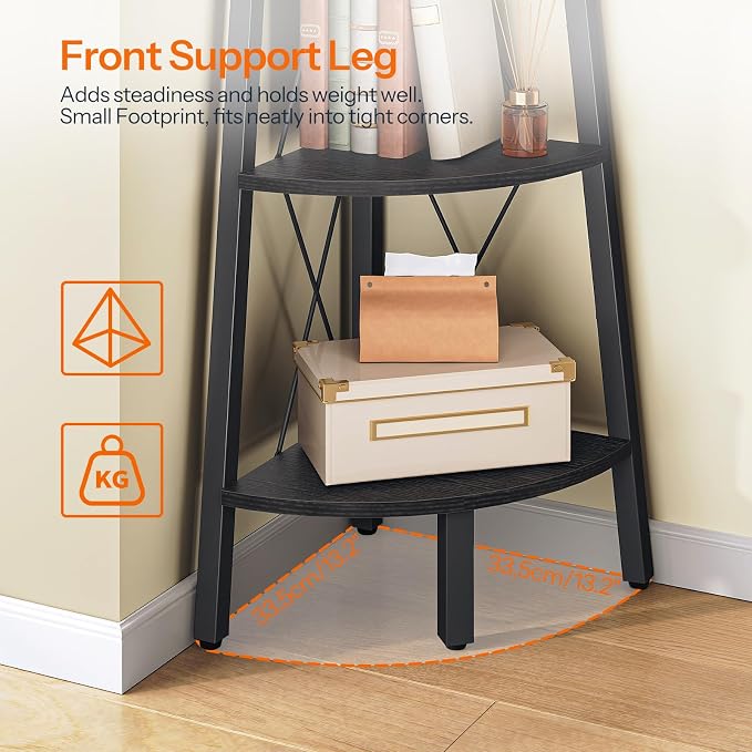 HOOBRO Corner Shelf, 3-Tier Corner Shelf Stand, Industrial Corner Display Shelf - Image 7