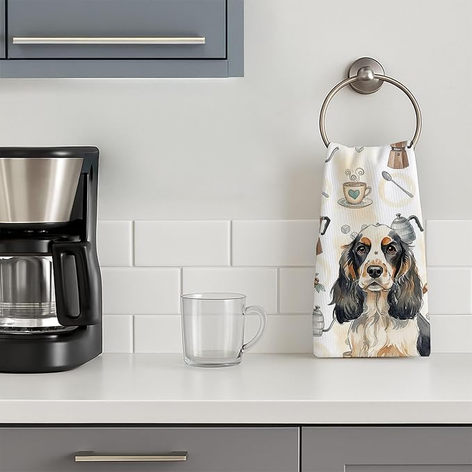 Caroline's Treasures Parti Cocker Spaniel Coffee Bar Kitchen Towel Velour Plush - Image 3