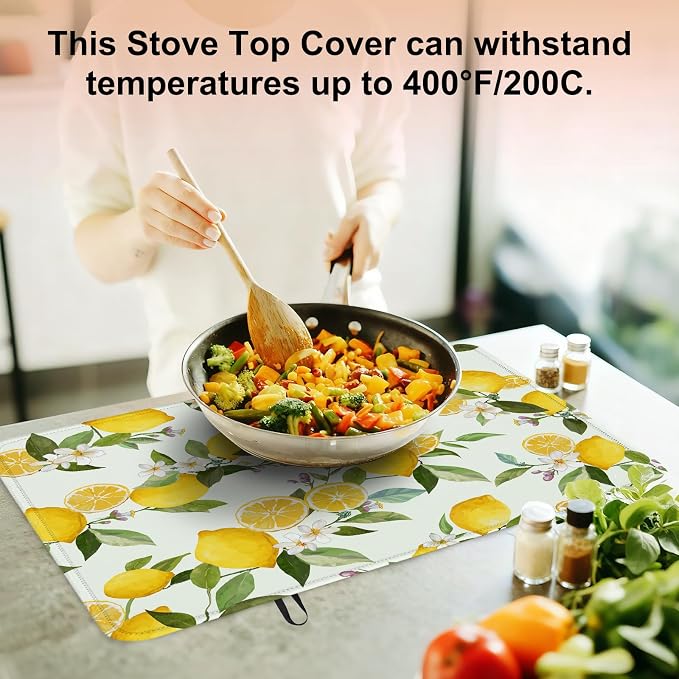 Lemon Fruits Induction Cooktop Protector Mat 28x20 Inch, Heat Resistant Non - Image 5
