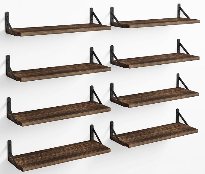 Fixwal Floating Shelves, Width 4.75in Rustic Wood Wall Shelves Set of 8 by Fixwal
