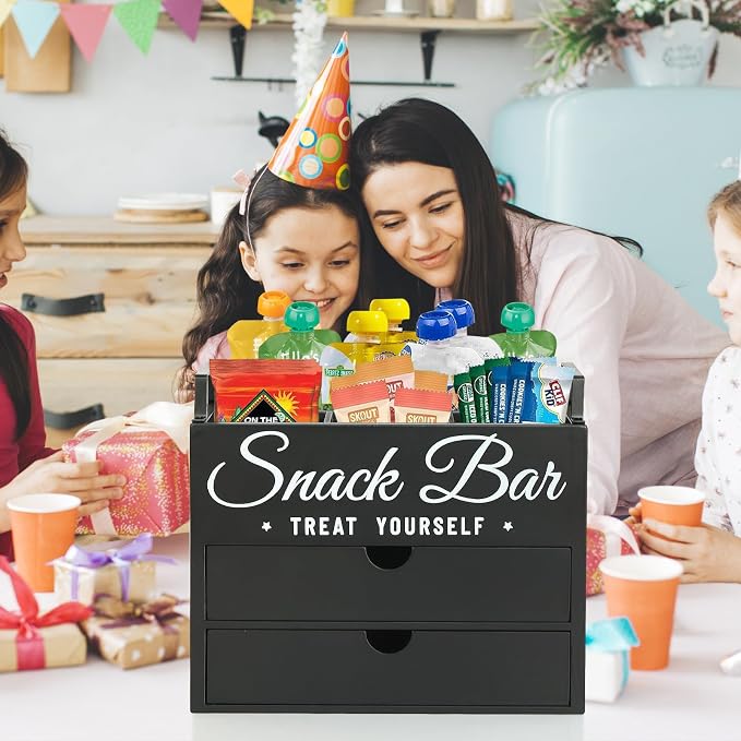 Snack Organizer for Countertop, Wood Pantry Storage Bins - Image 4