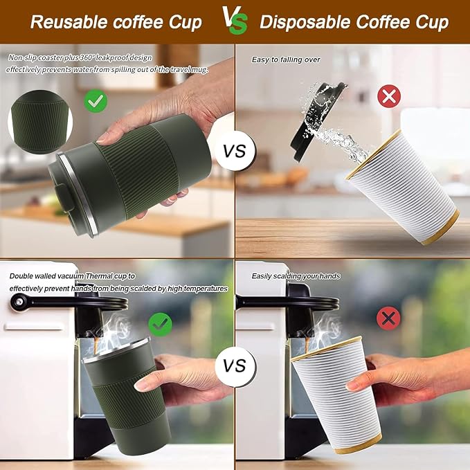 YINBAOGE Insulated Travel Coffee Mug, Spill & Leak Proof, Portable To Go - Image 5