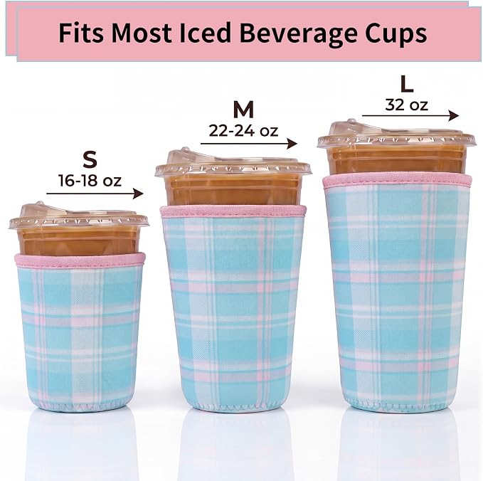Dntorx Reusable 3-Pack Iced Coffee Cup Sleeve, Insulated Neoprene Drink Sleeve - Image 2