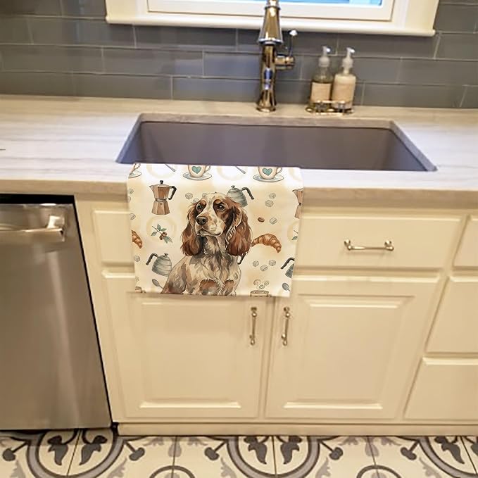 Caroline's Treasures Liver Roan English Cocker Spaniel Coffee Bar Kitchen Towel - Image 2