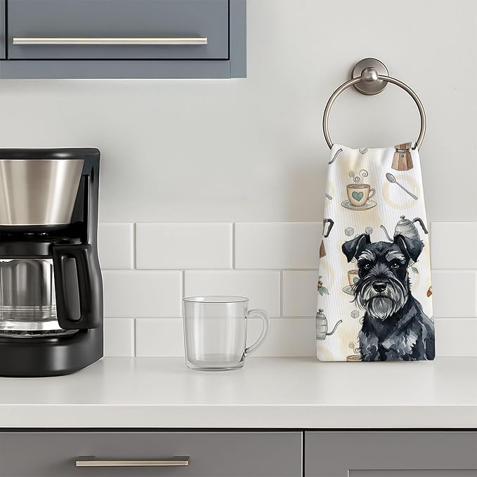 Caroline's Treasures Black Miniature Schnauzer Coffee Bar Kitchen Towel Velour - Image 3