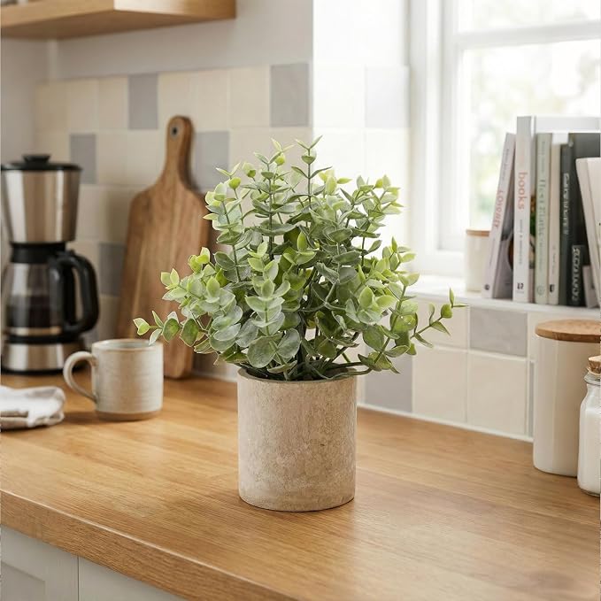 ALAGIRLS 2 Pack Small Fake Plants, Small Faux Plants in Pulp Pot - Image 7