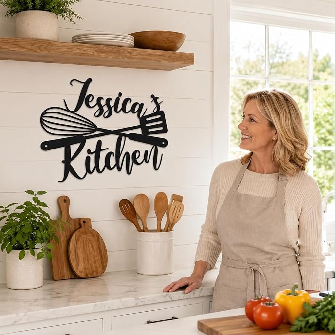 Custom Kitchen Name Sign, Personalized Metal Kitchen Sign, Housewarming Cooking - Image 2