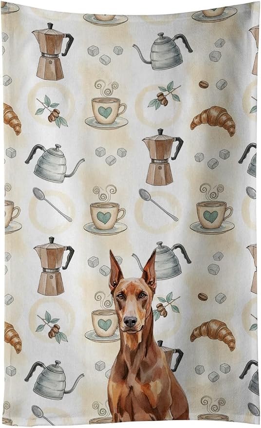Caroline's Treasures Red Doberman Pinscher Coffee Bar Kitchen Towel Velour by CarolinesTreasures