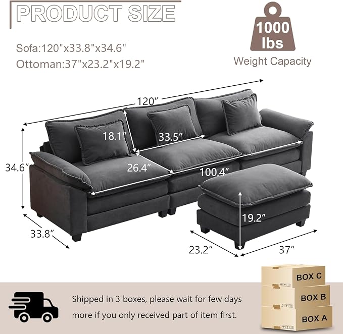 Modular Sectional Sofa, Cloud Couch - Image 2